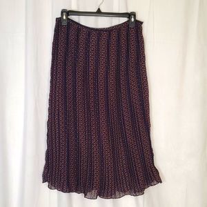 Brown and Blue Pleated Skirt - Line & Dot